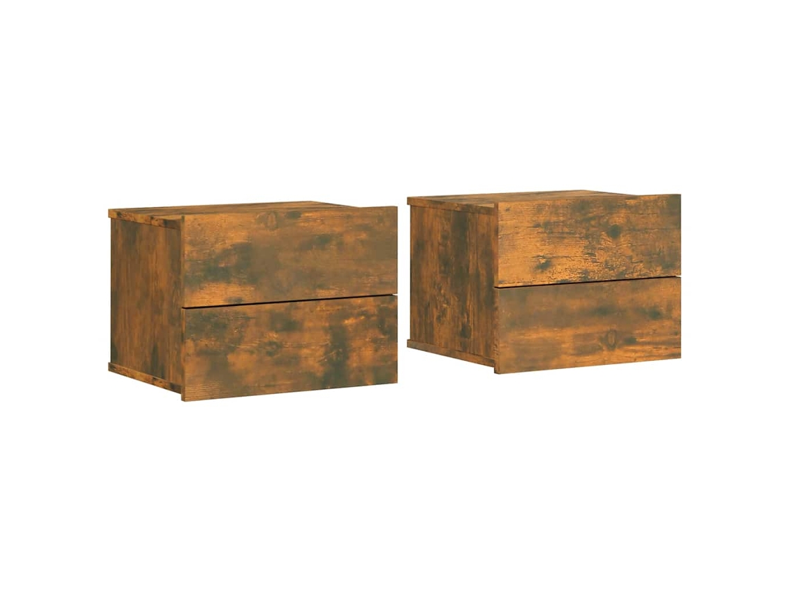 Conjunto de 2 Mesas Cabeceira Madeira Derivada Carvalho Fumado MAISON EXCLUSIVE (40x30x30 cm)