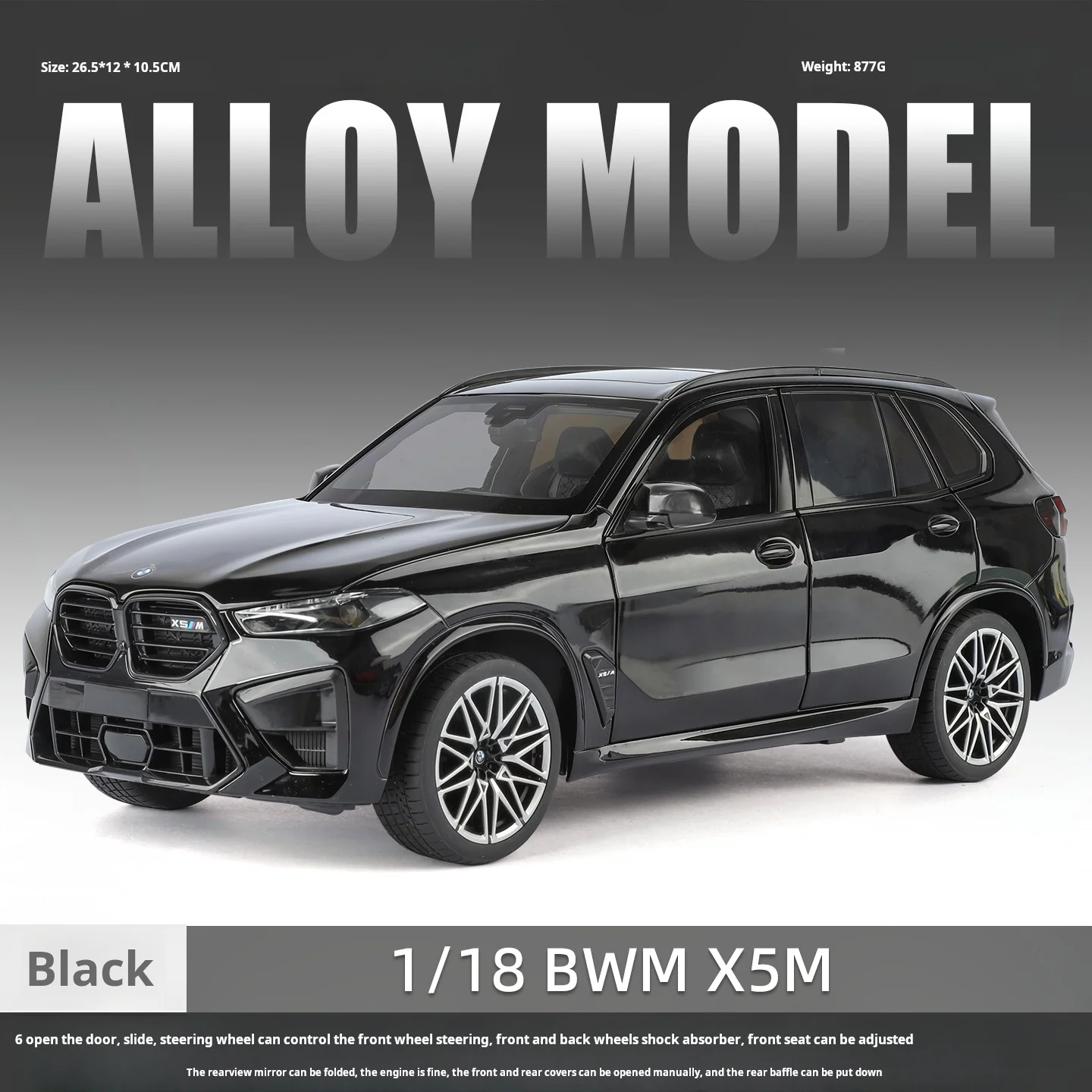 (preto) Bmw X5m Suv Super Grande Off-road Em Escala 1:18