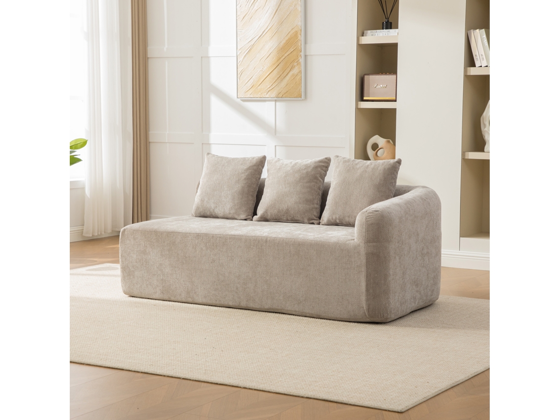 Sofá Modular De 3 Lugares Em Chenille Com Enchimento De Espuma 30d Cinzento