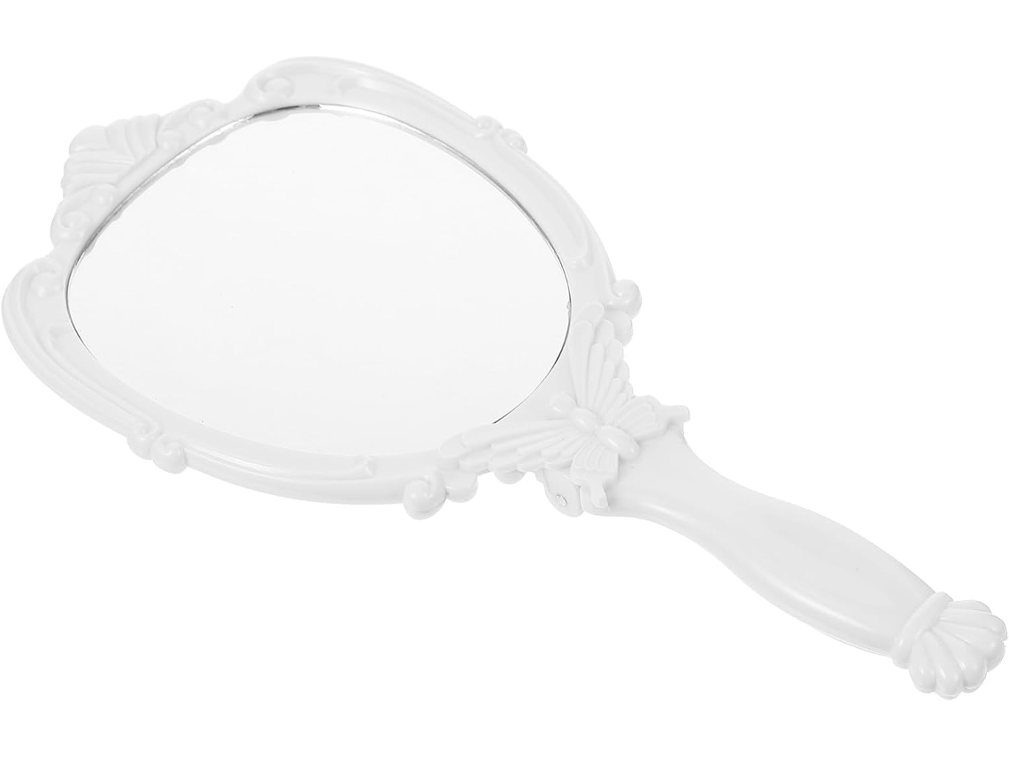 Espelho De Maquiagem Portátil Em Plástico Branco, Dobrável, Estilo Retrô Vintage.