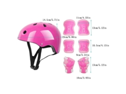 Conjunto 7 Peças Vermelhas Proteção Capacete Joelheiras Cotoveleiras Ciclismo Patins