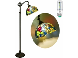Luminária De Chão Tiffany 30cm Com Cúpula Vidro Fumê Cor Uva, 48w, Luminária De Leitura, Haste Flexível Ajustável, 165cm