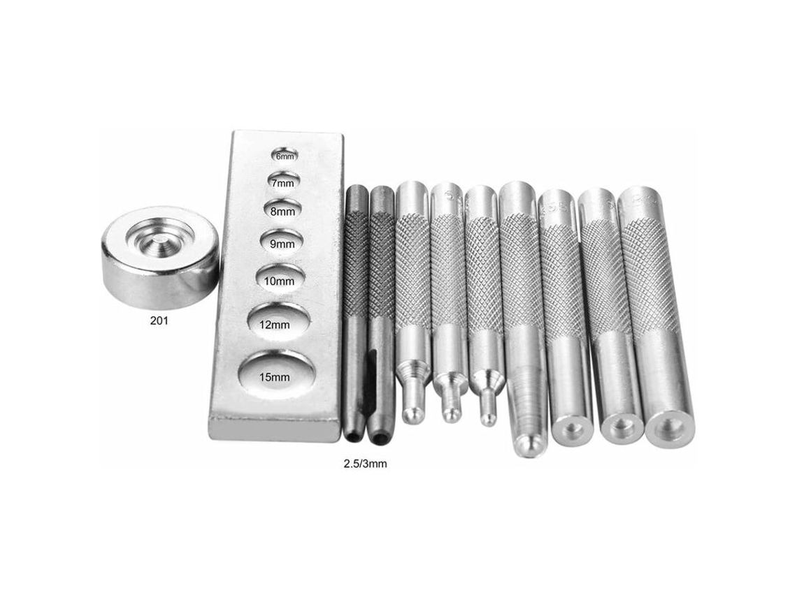 Kit Com 11 Peças De Ferramentas De Artesanato Em Couro, Para Aplicar Rebites E Botões De Pressão, Fazer Furos E Perfurar. Hobby E Projetos "diy"