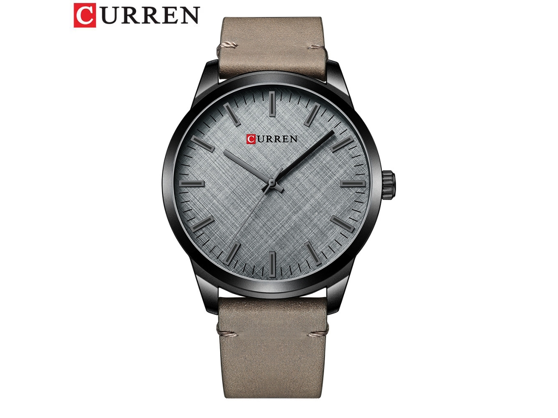 Relógio de Negócios MDUG, com pulseira de couro, grande mostrador, estilo casual