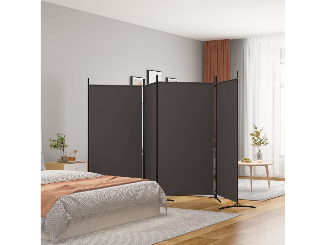 Vidaxl Divisória De Quarto Com 4 Painéis 346x180 Cm Tecido Castanho
