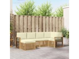 Vidaxl Conjunto De Sofás Para Exterior 6 Pcs Branco E Creme Poliéster