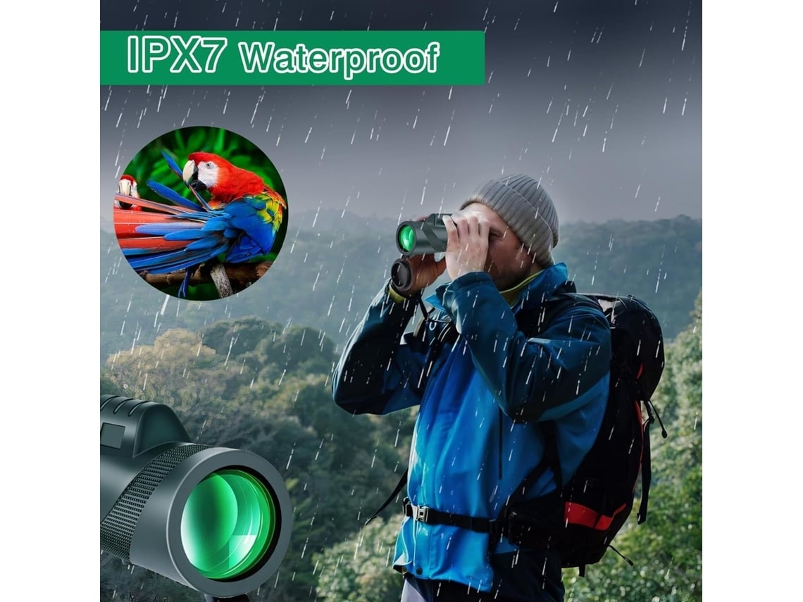 Telescópio Monocular Monóculos 10x42 para Adultos Alta Potência Alta Potência Hd Monocular Compacto Bak 4 Prisma com Adaptador de Lente de USHION