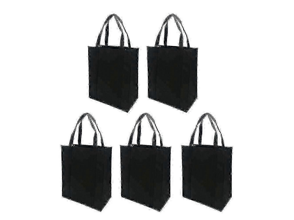 5pcs Dobrável Reutilizável Não tecido Tecidos Saco de Compras para Uso Ao Ar Livre GOKOCO (preto, 30x25x10cm)