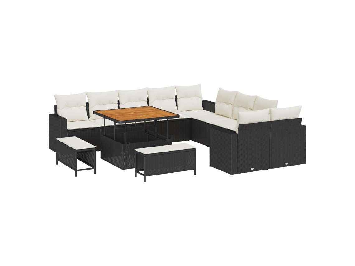 Conjunto 13 Móveis De Jardim Vidaxl Preto Vime Pe (100 X 100 X 71 Cm)