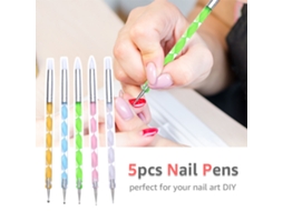 Kit 5 Pincéis De Unhas De Silicone Com Pontas Duplas Para Efeito 3d E Desenho De Pontilhados
