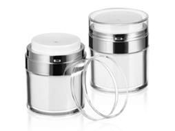 Conjunto De 2 Potes Cosméticos Brancos Com Bomba Airless Em Pp Para Armazenamento E Armazenamento Com Prático Sistema De Bomba De Pressão