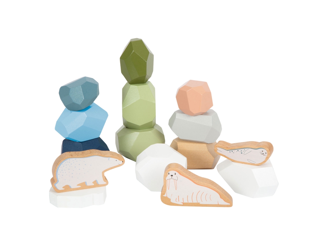 Conjunto De 11 Peças De Pedras De Equilíbrio De Madeira Small Foot Arctic, Estilo Montessori.