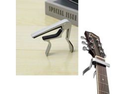 Unidade Capotraste Universal Cromado, Compatível Com Guitarras Acústicas, Clássicas, Elétricas E Baixos. Aquaforge (prateada, Aprox. 8,58 Cm)