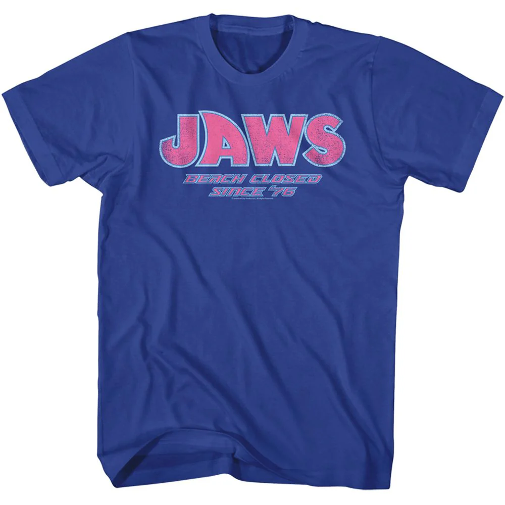 Unisex Adult T-shirt Rockinstone Jaws Movie Beach Closed Solid Royal Sizem