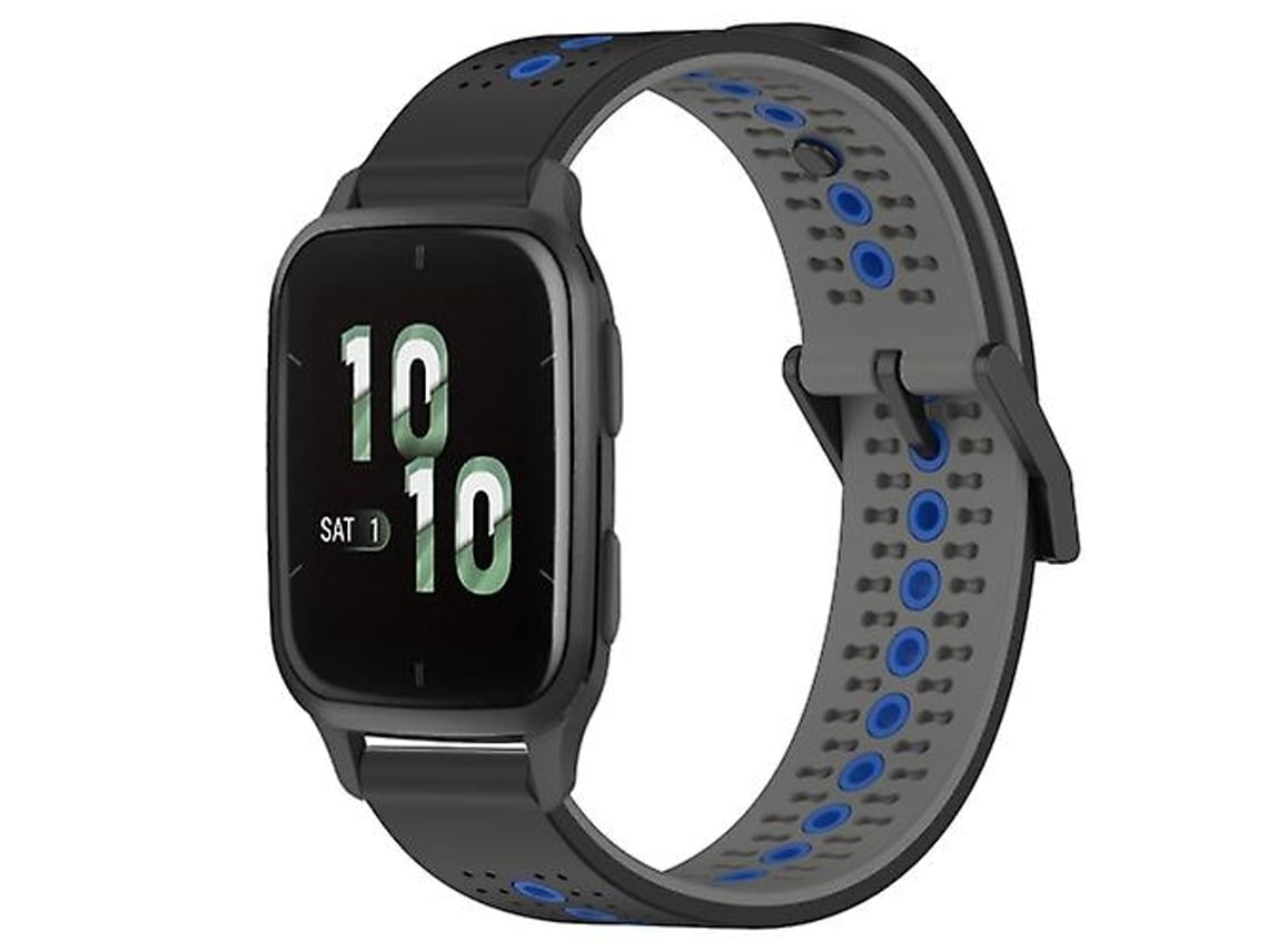 Pulseira Garmin Forerunner Sq2 De 20 Mm, Silicone Respirável Tricolor, Preta, Cinza E Azul.