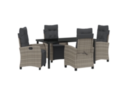 Conjunto 5 De Jantar De Jardim De Vidaxl Cinza De Rattan Polímero