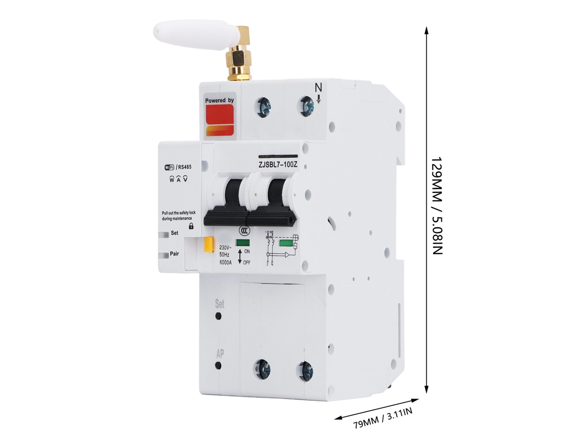 Laxiscreed Mini Disjuntor Wifi Smart Com Controlo Remoto Via Tuoya App E Embalagem Ignífuga