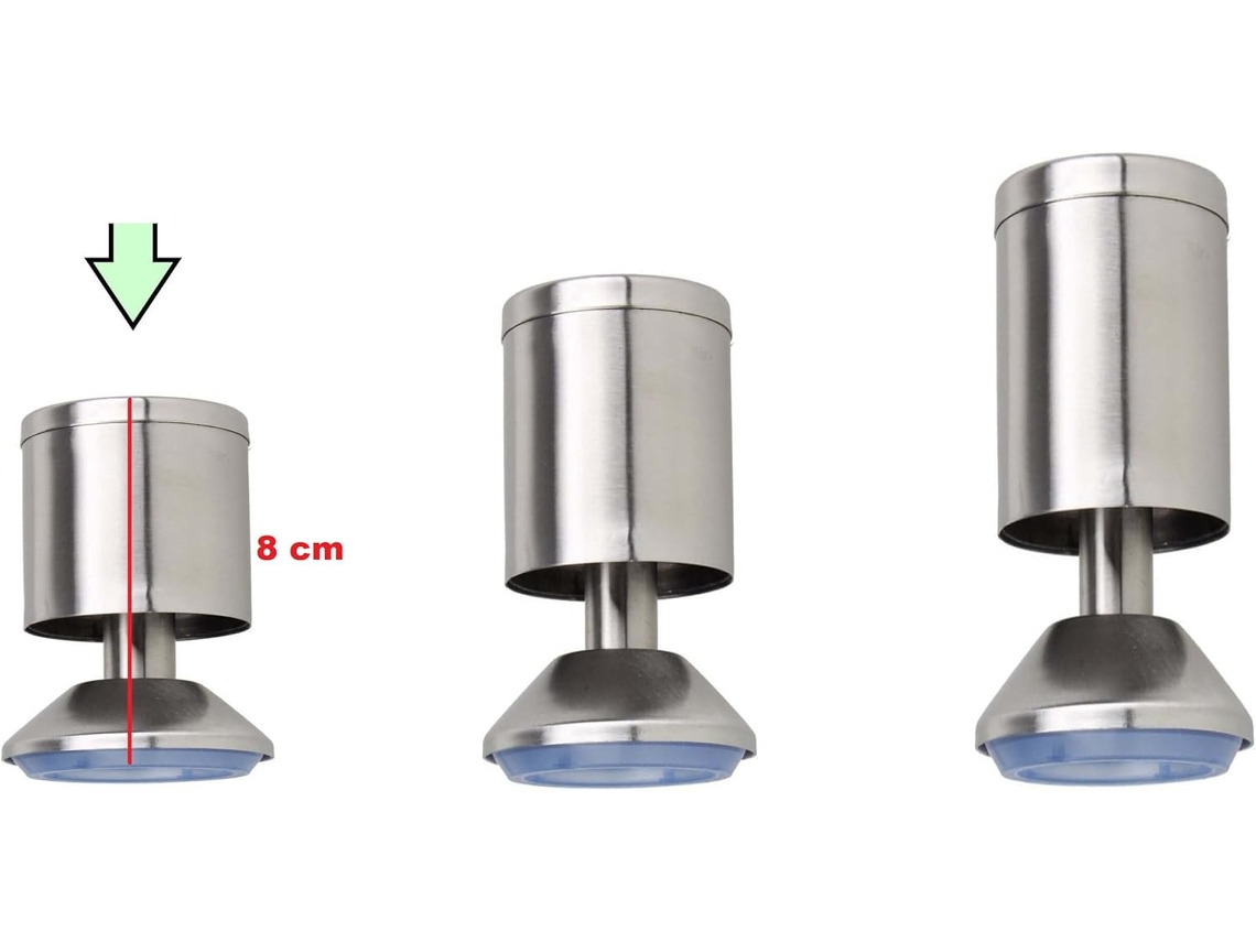 Pés Para Móveis, 4 Peças, Em Aço Inoxidável, 8 Cm, Ajustáveis, Para Mesas, Sofás, Armários