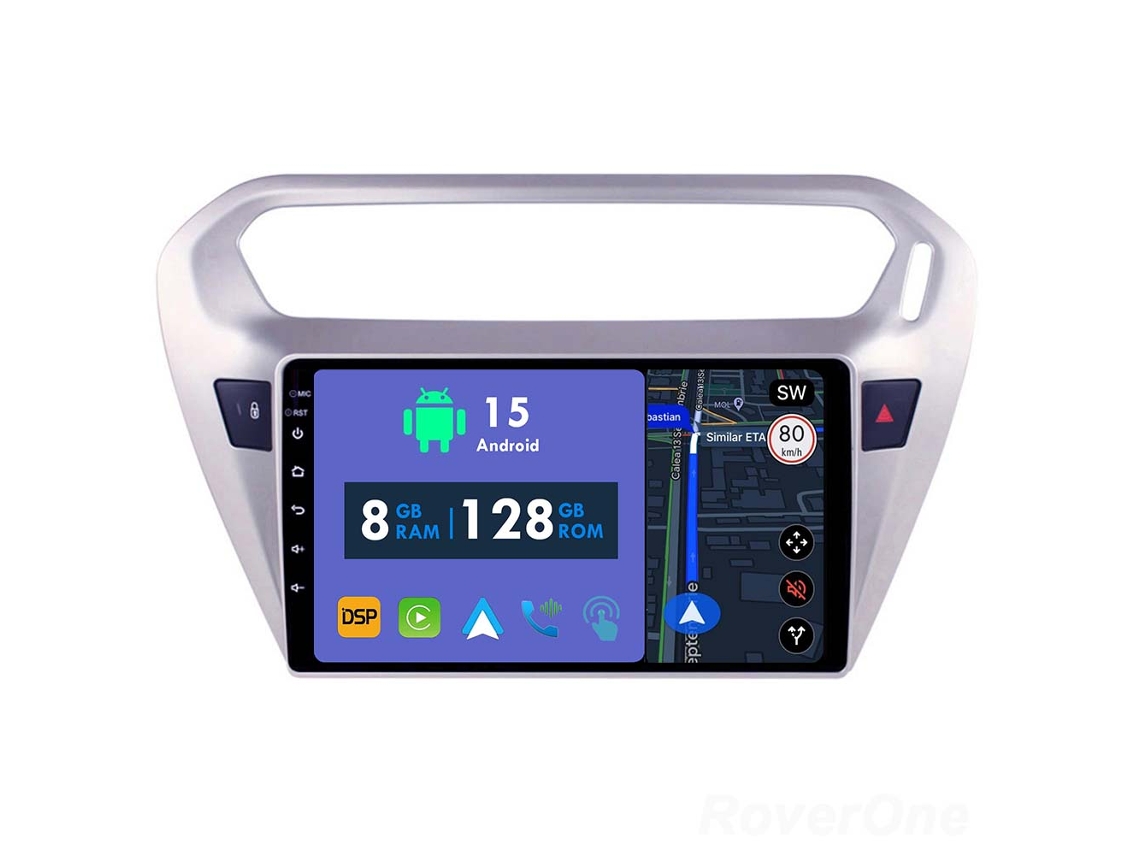 Auto Rádio Carro Bluetooth Autoradio 8GB RAM 128G ROM CarPlay Navegação GPS Ecrã Táctil RoverOne para Peugeot 301 for Citroen C-Elysee CElysee 2012-2016 