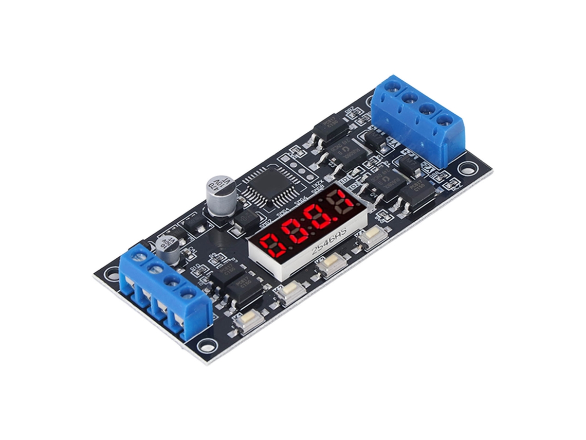 Módulo temporizador de padrão duplo com atraso ajustável, multifuncional, preto, DC 7-30 V