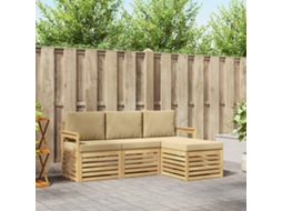 Vidaxl Conjunto De Sofás Para Exterior 4 Unid. Branco E Bege Poliéster