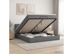 Vidaxl Cama Ottoman Com Colchão Cinzento-escuro 160 X 200 Cm Tecido