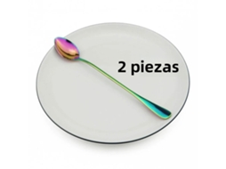 Colheres Compridas de Aço Inoxidável Coloridas com Cabo, 15 Cm de Comprimento MDUG (2 Peças Coloridas)