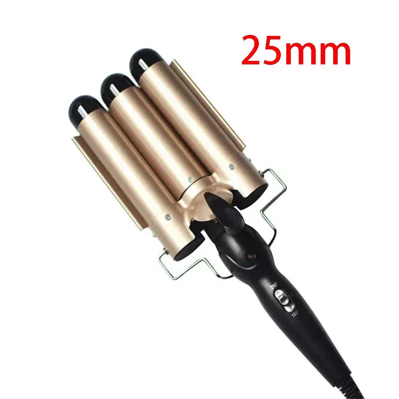 (dourado Champagne) Modelador De Cachos Triplo De Cerâmica, Ferramenta Para Ondas E Estilização De Cabelo