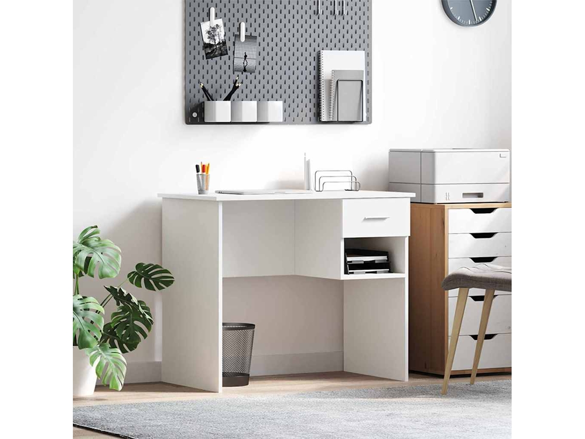 Vidaxl Mesa Com Gaveta Branco 90 X 49 X 75 Cm Madeira Processada