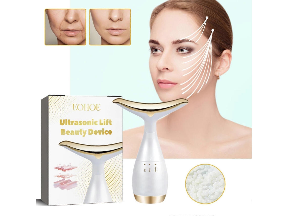 Aparelho de beleza ultrassônico PENGDSJE com lifting e terapia de luz vermelha para o rosto e a pele.