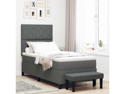 Vidaxl Cama Box Com Cabeceira Cinza Escuro 90 X 190 Cm Tecido