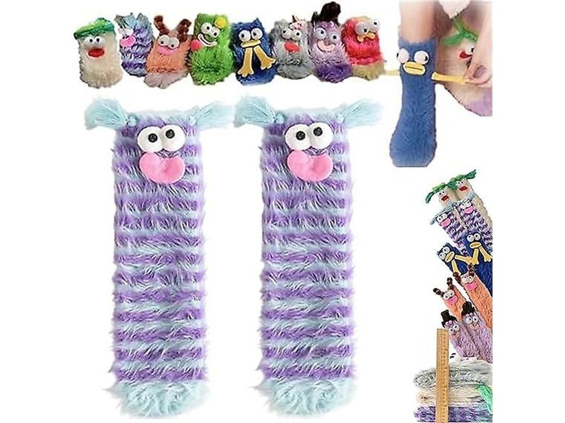 2026 calcetines de Monstruo Divertidos de Terciopelo Coral, Calientitos Y Suaves para Navidad, Regalo Ideal para Mujer
