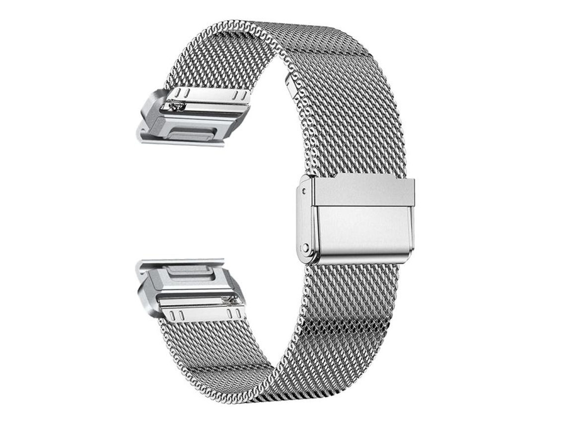 Bracelete para Garmin aço inoxidável milanês com fivela separada prateada XIAOMOYU