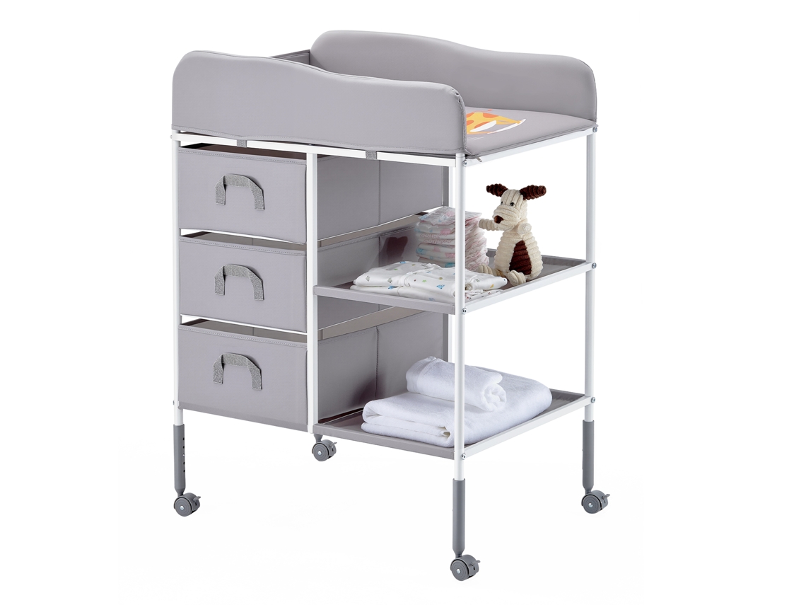 Trocador Portátil Para Bebês 755 X 510 X Mm Com 3 Gavetas, Cinza Vevor (1000 1075)