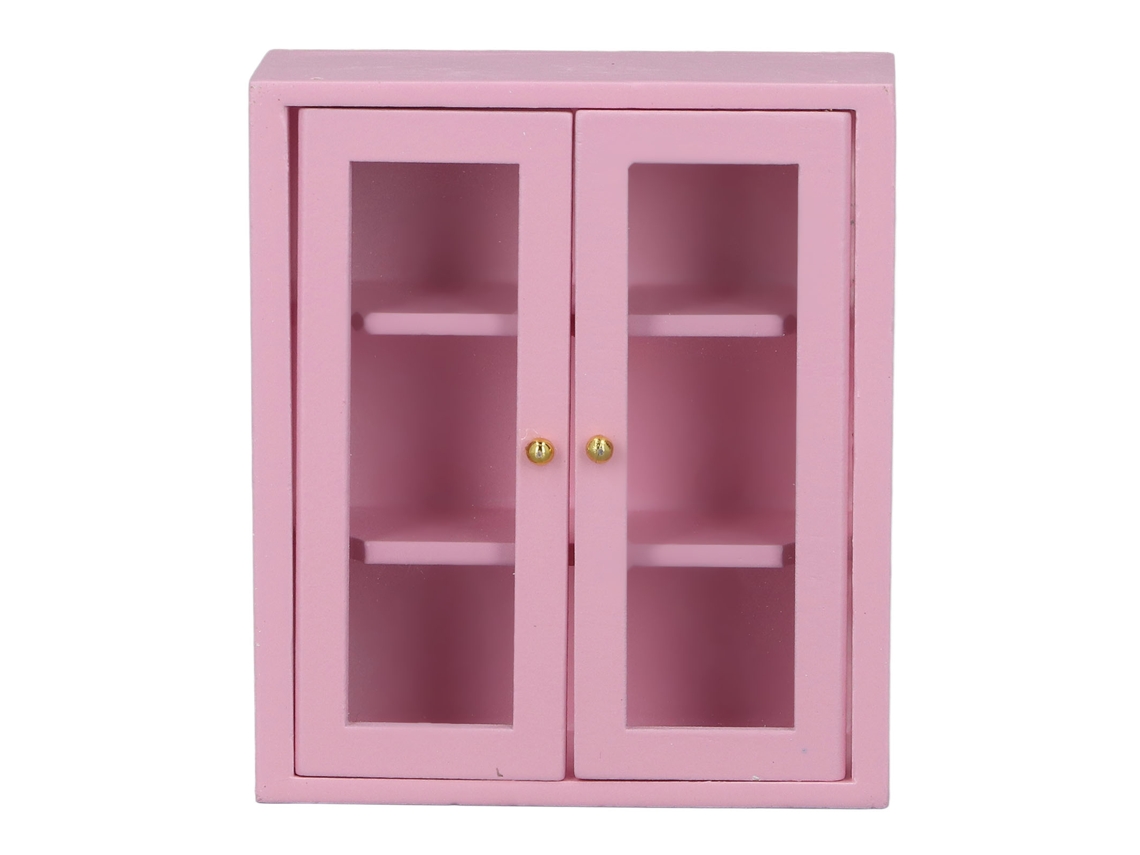 Primerox armário de Parede de Madeira Miniatura 1:12 para Casinha de Bonecas Cozinha Decoração Rosa