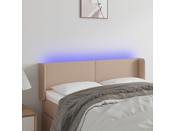 Vidaxl Cabeceira Cama Led Couro Artificial 147x16x78/88 Cm Cappuccino