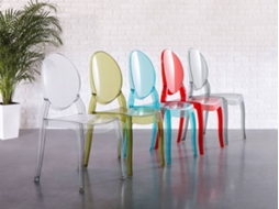 Conjunto 4 Cadeiras de Refeição BELIANI Merton (Preto - Policarbonato - 55x46x95 cm)