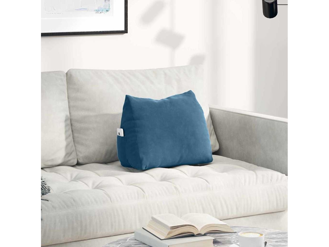 Vidaxl Travesseiro Para Costas Azul 45 X 20 X 35 Cm