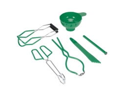 Kit De Conservas 6 Peças, Verde, Pinça Para Alimentos Antiderrapante, Levantador Jarras, Chave Inglesa, Tampa, Medidor Funil