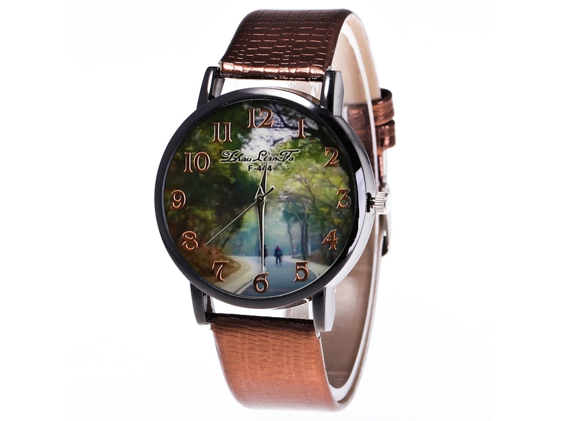 Reloj De Cuarzo Casual Para Hombre Y Mujer Con Correa De Cuero Pu Color Café