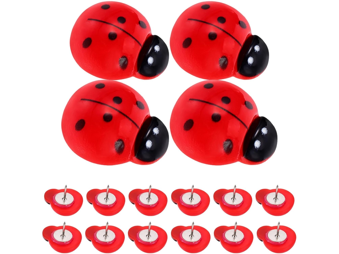 Conjunto De 20 Tachinhas Vermelhas Em Formato Joaninha Para Murais, Em Metal E Plástico, Ideais Para Fixar Documentos E