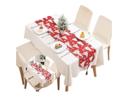 Runner de Mesa Vermelho Tartan de Natal em Algodão Decorativo Lavável com Franja | S/MARCA