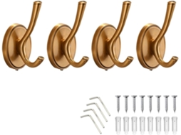 Ganchos De Toalha Em Latão Antigo, Ganchos De Roupão Dourados Vintage Para Banheiro, Montados Na Parede, Pacote Com 4 Ganchos