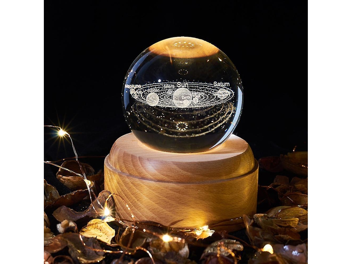 Caixa de Música 3d Cristal com Bola Giratória Luminosa BRILVIBERA