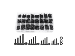 Kit de 2000 Parafusos de Cabeça Hexagonal, Porcas e Arruelas Métricas M2 M3 M5 para Reparações e Diy Negro