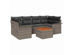 Maison Exclusive - Conjunto De Sofá De Jardim 7 Pcs Cinzeto Vime Pe