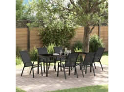 Vidaxl Conjunto De Jantar Para Jardim 7 Pcs Preto