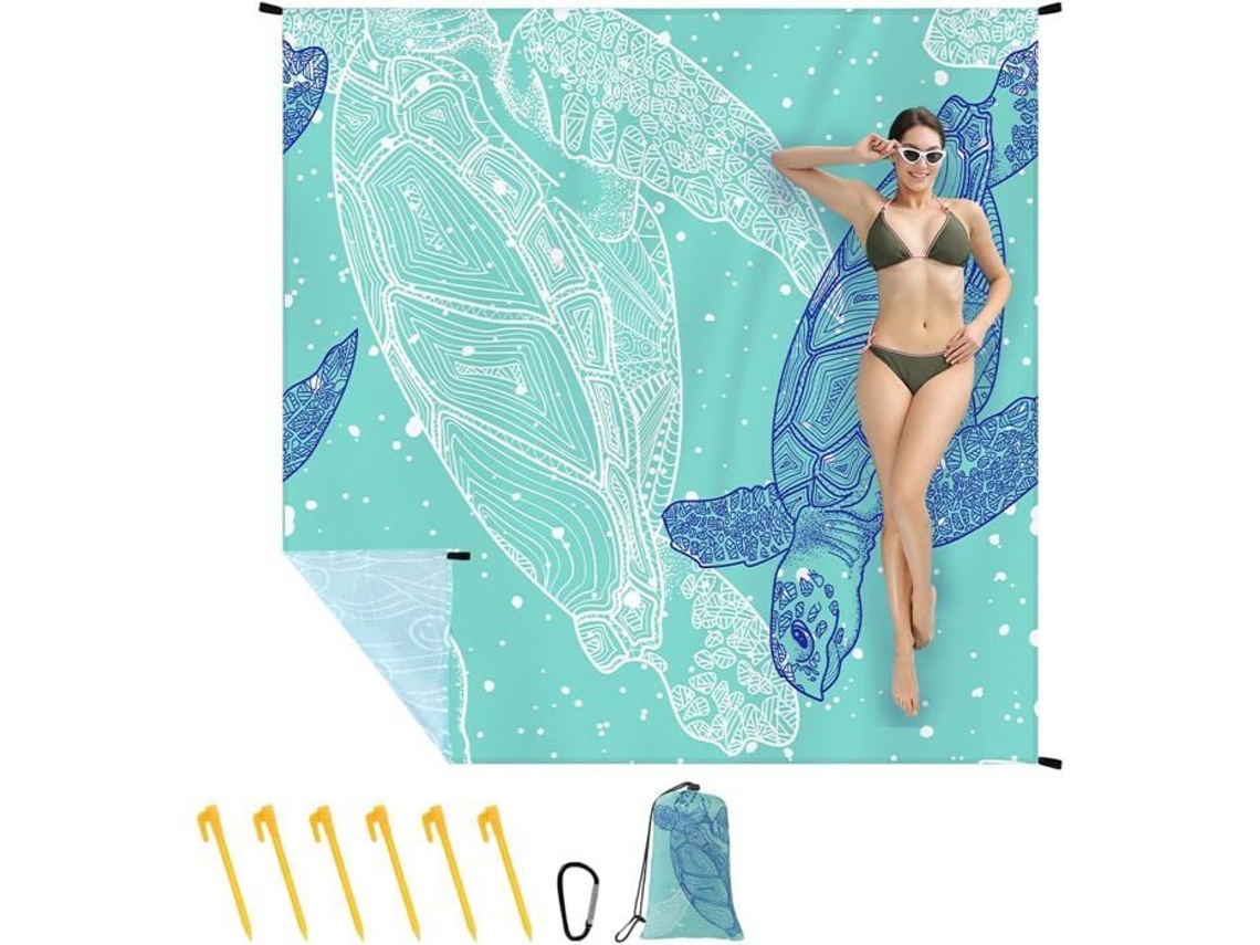 Alfajor de Praia 210 X 200 Cm, Impermeável e Anti areia, para Piquenique, Acampamento, Caminhada, com Etiqueta de Piquenique AOZORZ