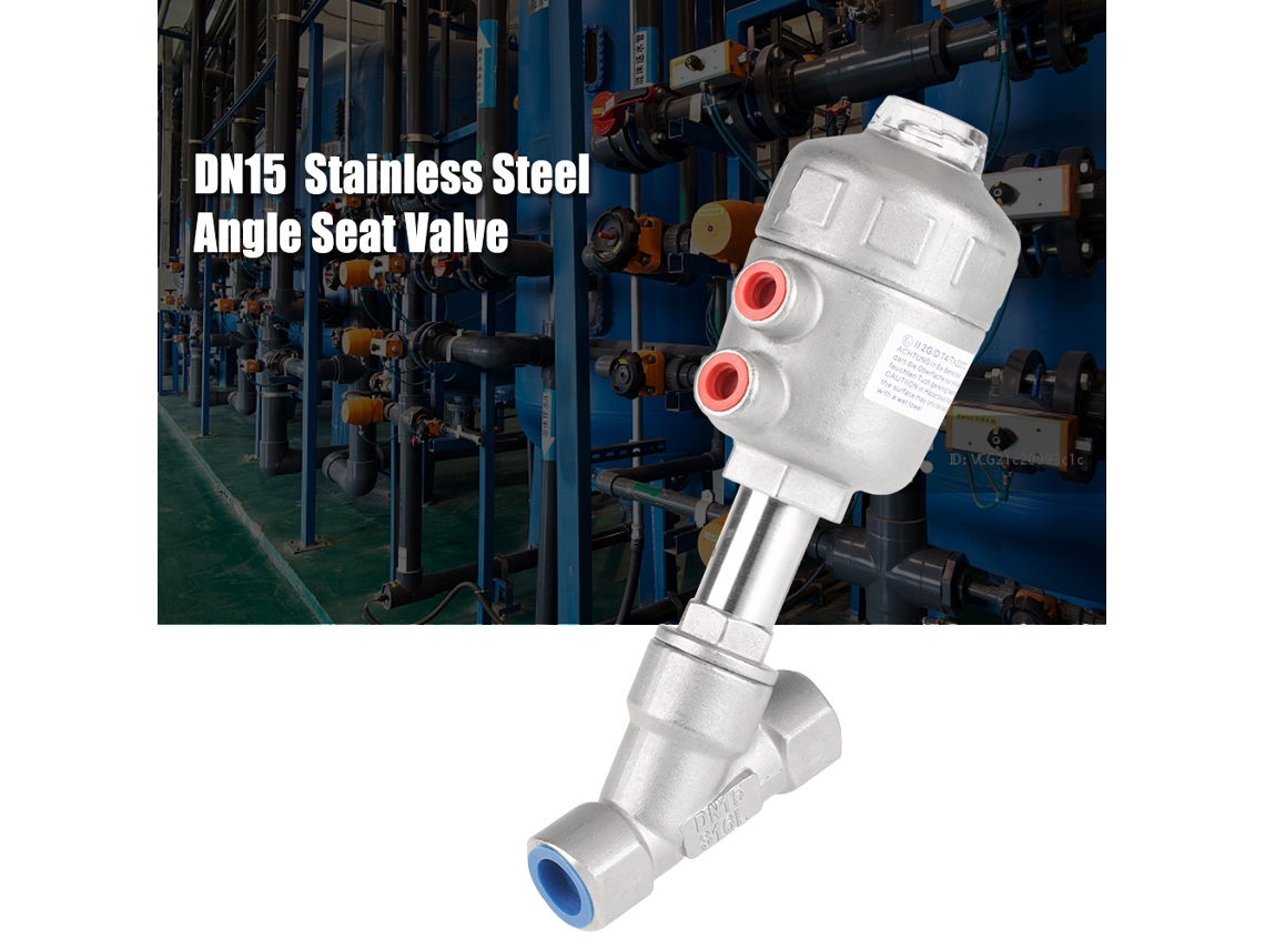Válvula Ângulo Pneumática Inox Dn15 Nc