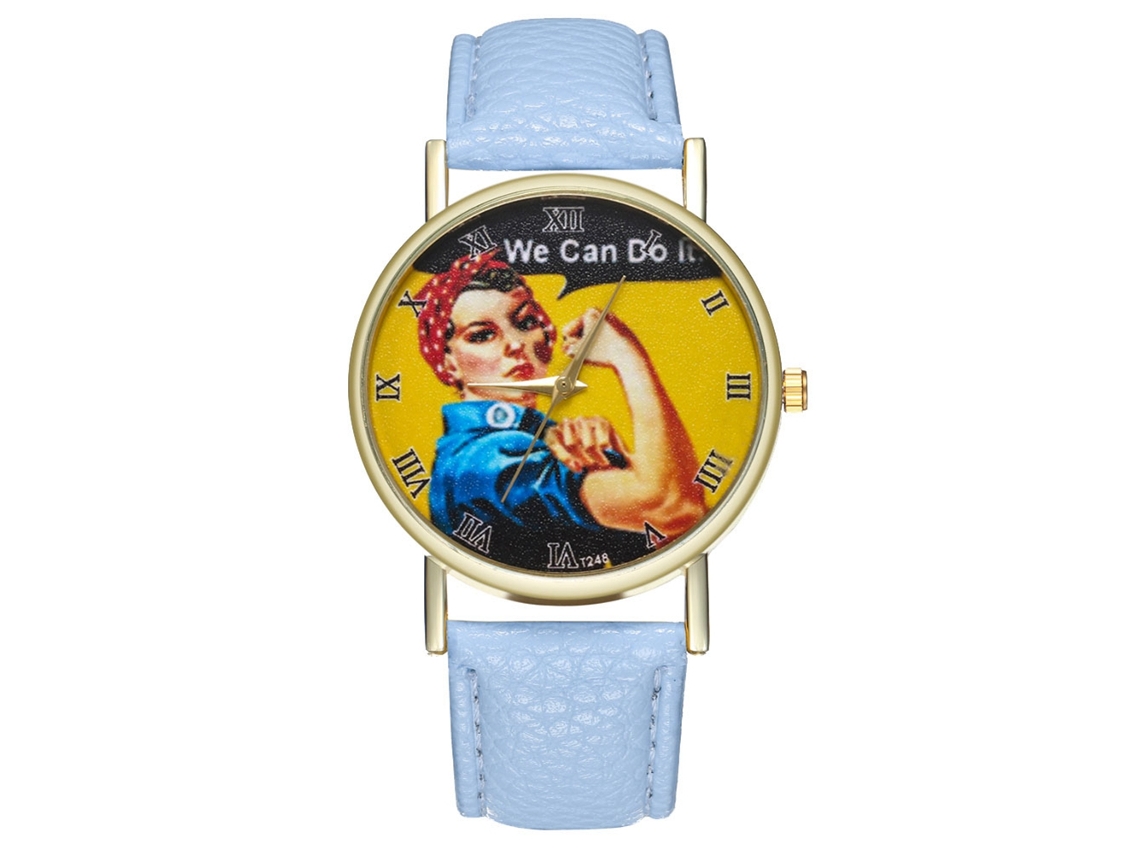 Relógio de Pulso Retrô de Moda com Movimento Quartz Leisure de Couro Wathet